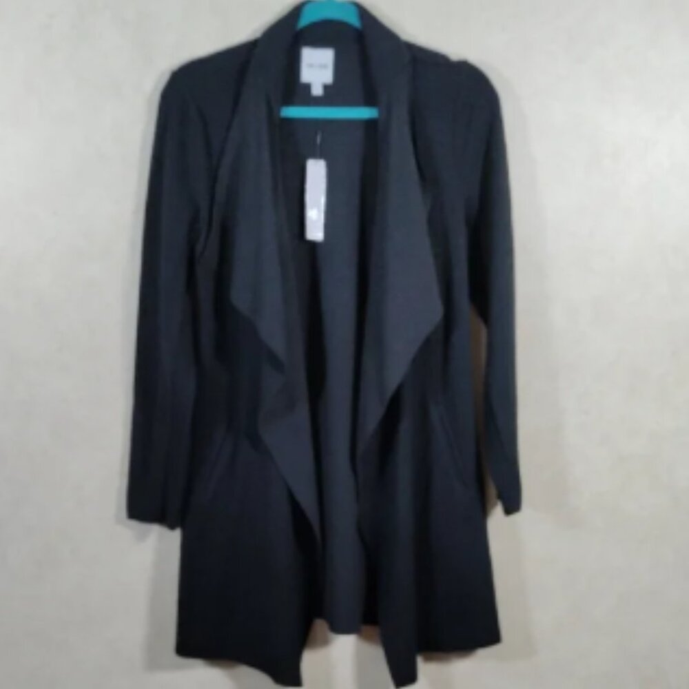 08093 Nic + Zoe black knit open front jacket / cardigan M NWT